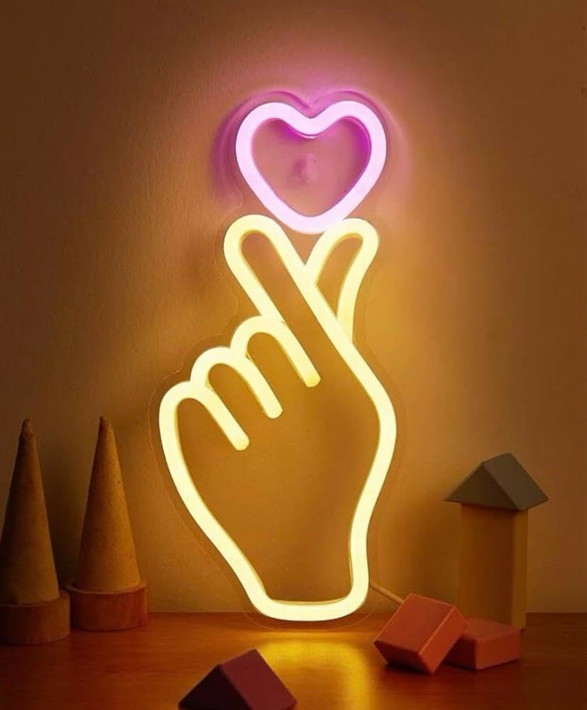 オーダーメイド　ネオンサイン 指ハート LED看板 K-POP 韓流 店内装飾 指ハート カラフル 写真映え led LEDネオン ネオン看板 オーダー