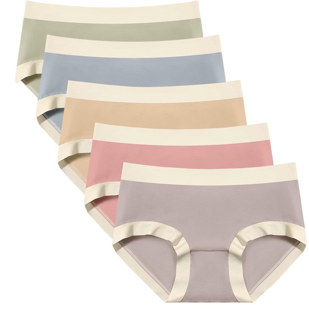 YOYI FASHIONModal Ladies Panties Cool Refreshing Briefs Breathable Soft Underwear for Girls Teenage 5 Pack S-XL