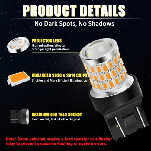 Bombillas LED intermitentes 7440 superbrillantes para solucionar faros apagados 6