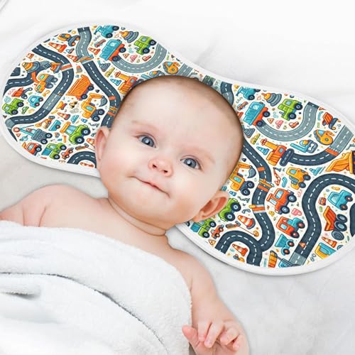 Kigai Cute Cars Route Baby Muslin Burp Cloths 2 Pack, Soft 4 Absorbent Layers Cotton Burp Rags for Newborn Girls Boys4