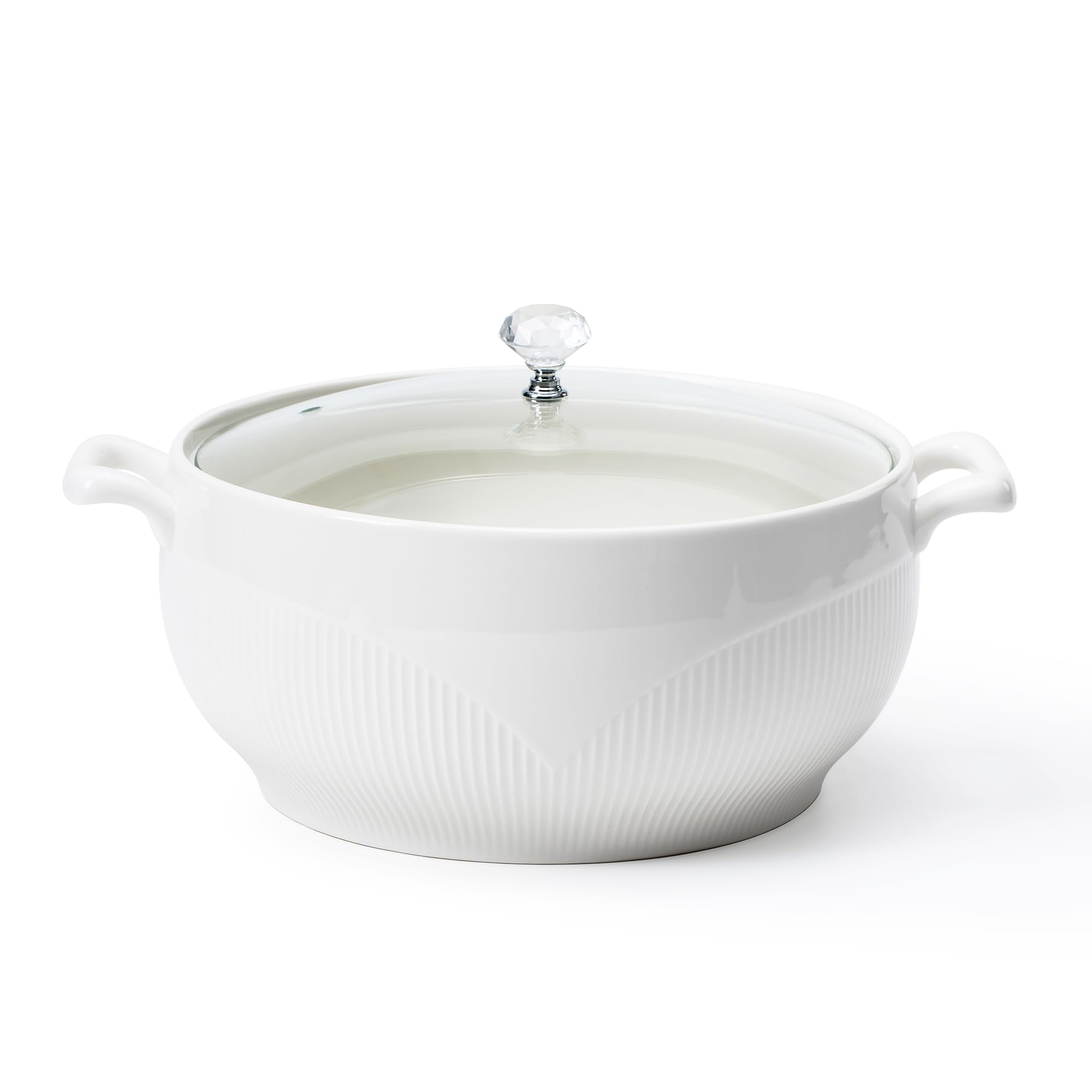 ceramiczna miska do zupy z pokrywką, pojemność 3,5 L, porcelanowa miska do zupy z dwoma uchwytami, odporna na kuchenkę mikrofalową, zmywarkę i piekarnik, kolor biały