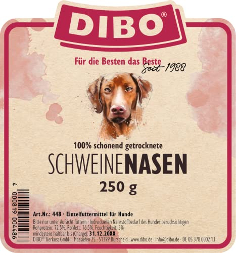 DIBO Schweinenasen, 250g-Beutel, der kleine Naturkau-Snack oder Leckerli für Zwischendurch, Hundefutter, Qualitätskauartikel ohne Chemie (Packung mit 3)