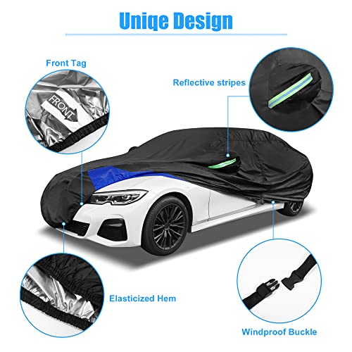 X AUTOHAUX 3L Car Cover Waterproof Snowproof All Weather for Car Outdoor Full Car Cover Rain Sun Protection Universal Fit for Sedan 178"-185" - Image 5