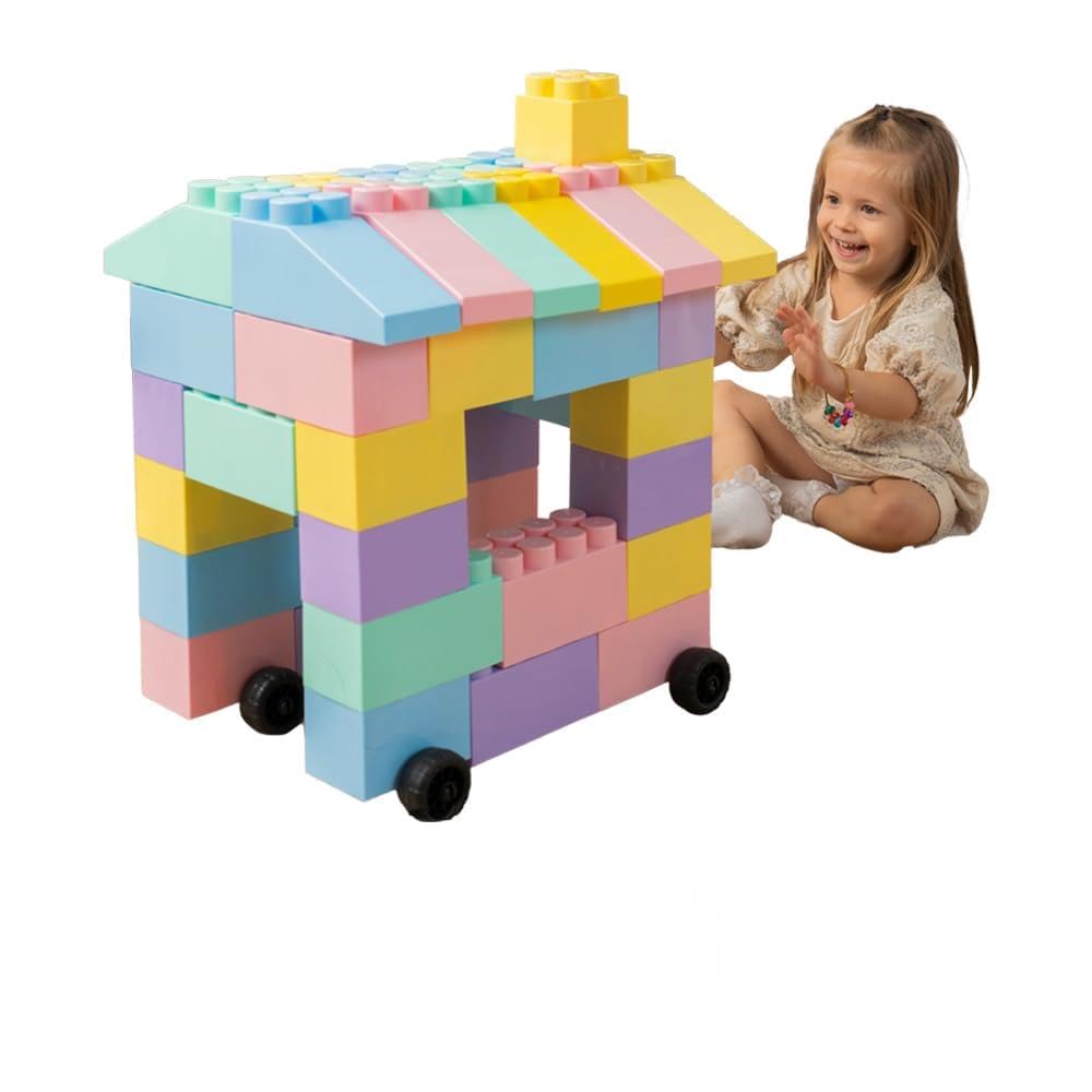 PLATPORTS 48-Piece Jumbo Big Blocks for Kids Ages 2–8 – Giant XL Large Plastic Building Blocks, Indoor/Outdoor Construction Play Set