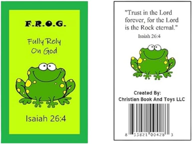 Miniatura 3 de Fully Rely on God Frog F.R.O.G. - Tarjetas cristianas de bolsillo para niños Isaías 264, marcadores religiosos, paquete a granel, adorables tarjetas