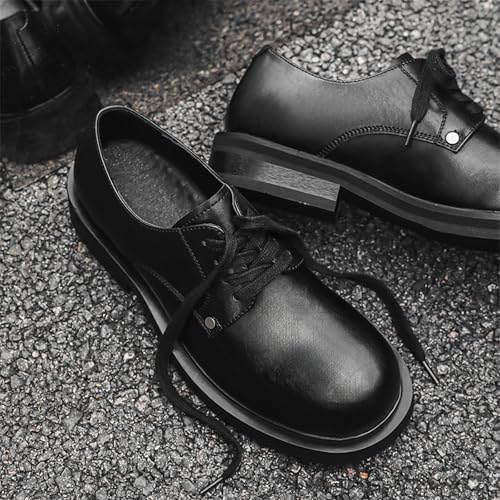 Men's Leather Lace-Up Dress Oxfords Round Toe Low Top Business Derby Shoes Vintage Design for Work & Office3