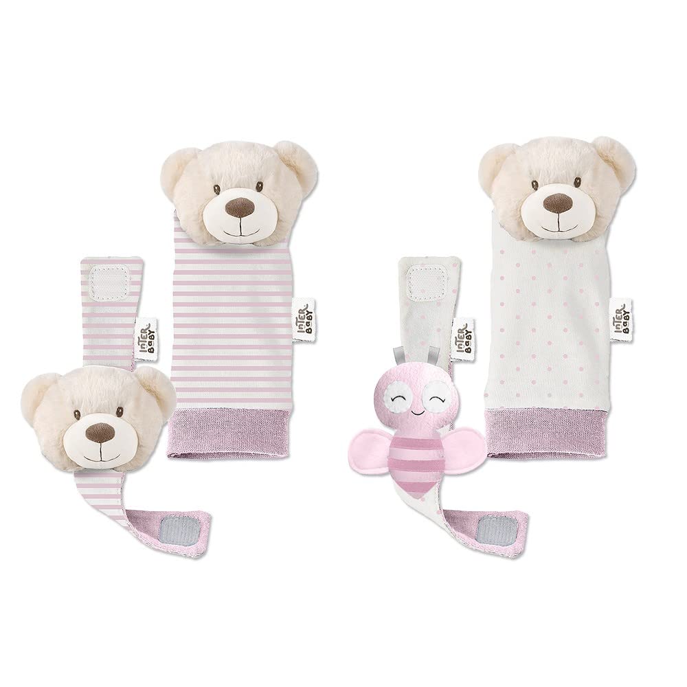 Juego de sonajeros para pies y muñecas Pink Bear