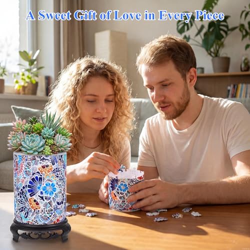 Pot de fleurs en puzzle 3D à LED, l'objet déco utile et illuminé - 7