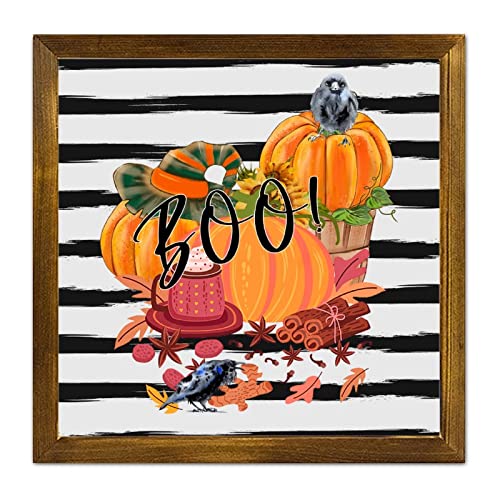 Citrouille Boo Halloween panneau bois decoration murale chambre