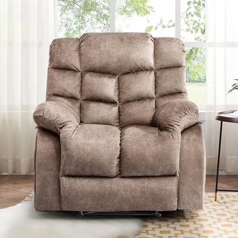 QIAYA Recliner Chairs for Living Room Overstuffed Breathable Fabric Reclining Chair Manual Sofas Cover