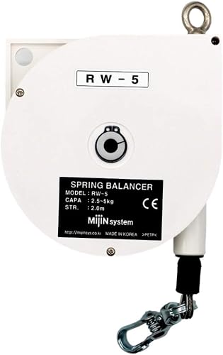 Tigon RW-5 Retractable Spring/Tool Balancer, (Load Capacity: 2.5-5.0 kg/5.5-11 lbs) Steel Cable, Tool Hanger & Fixture Holder