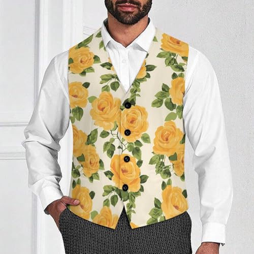 Yellow Rose Trendy Vest Suit for Men V Neck Formal Dress Waistcoat Vests Business Slim Fit4