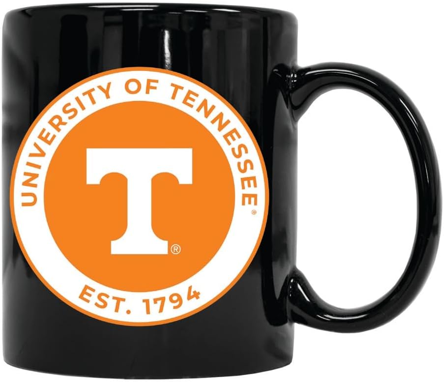 R and R Imports Tennessee Knoxville Volunteers 12 oz Black Ceramic Coffee Mug Officially Licensed Circle Design Single