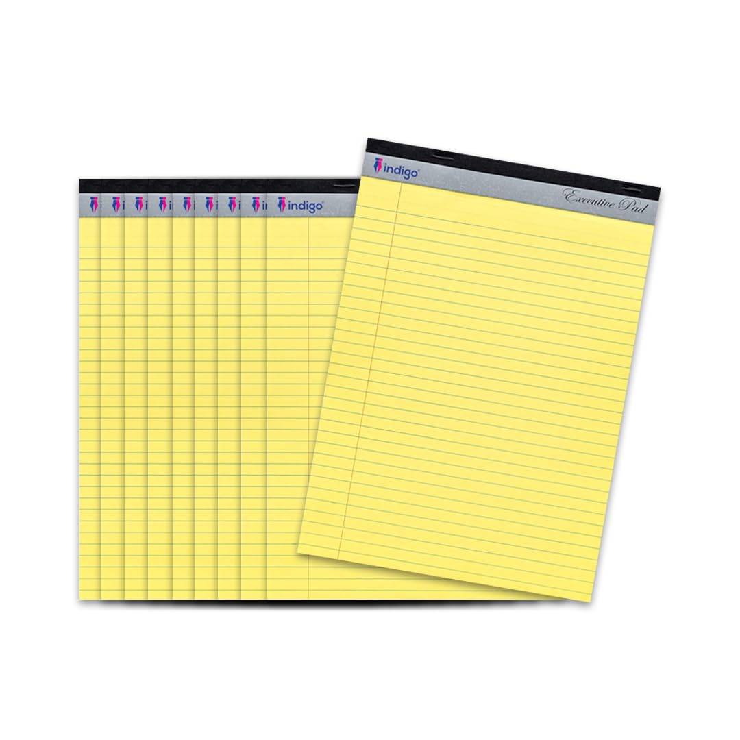 indigo Yellow Ruled Lined Legal Executive Paper Refill Pad Margin 8mm 60gsm (10)