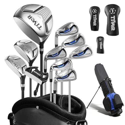 Golf Clubs Set for Men Right Handed Complete 14-Piece with Driver Fairwood Hybrid Irons Putter Stand Bag & 3 Headcovers - Beginner Mens Golf Set with Graphite Shafts Black