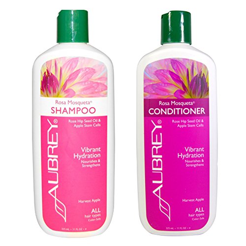 Aubrey Organics Rosa Mosqueta Shampoo and Aubrey Organics Rosa Mosqueta Conditioner Bundle With Rose Hip Seed Oil and Apple Stem Cells For All Hair Types, 11 fl oz (325 ml) each