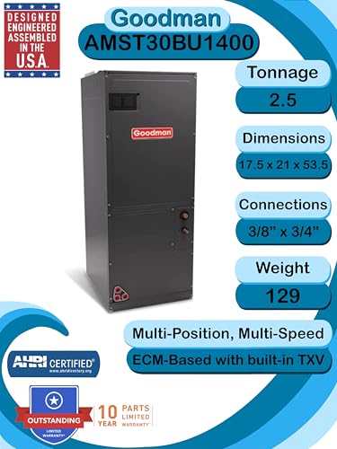 Goodman 2.5 Ton 14.5 Seer Heat Pump System with Multi Position Air Handler thumbnail 3