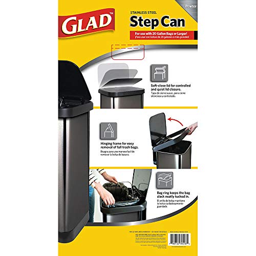 GLAD 20 Gallon Pewter Trash Can - Image 8