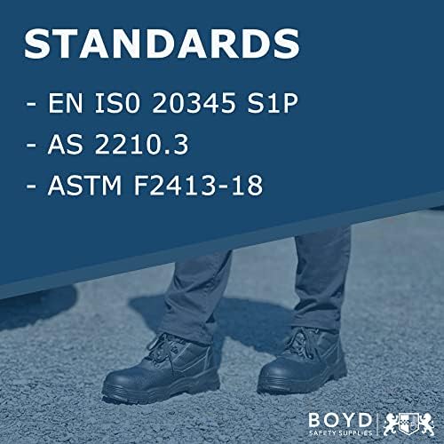 Boyd Safety Supplies Mens & Ladies Work Boots, Waterproof Safety Boots Leather Steel Toe Cap Boots, Lightweight Men's Work & Utility Footwear Safety Trainers UK Size 8, Black