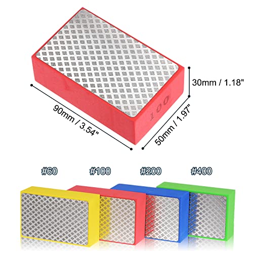 Harfington Diamond Polishing Pad Set(4Pcs) 60# 100# 200# 400# Grits Mesh Surface Sanding Blocks For Sanding Ceramics Glass Tile Concrete Stone Marble Wood #TOP1