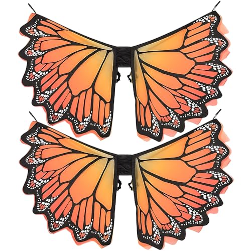 Orange Monarch Wings Accessory - 24.5' x 53' (Pack of 2) - Stunning, Premium Quality Costume, Perfect for Halloween, Cosplay, and Dance Performances