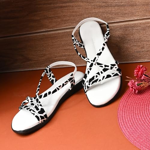 Image of Centrino Women's Sandals | Trendy Stylish Slip-On Open Toe Sandals for Ladies | Animal Print Cross Strap Comfortable Casual Flip-Flop Sandals | Lightweight and Durable Fashion Footwear(9328)