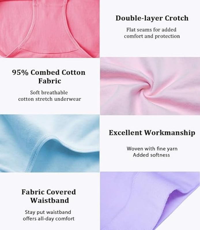 Image of DIVING DEEP Women's Cotton Underwear, Mid Waist Full Coverage Underpants, Post Partum Briefs Panties for Women Multipack-4