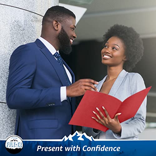 File-Ez Two-Pocket Folders, Red, 125-Pack, Textured Paper, Letter Size (Ez-32458) #TOP2