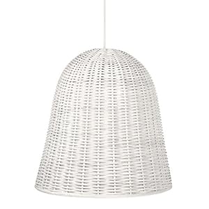 KOUBOO 1050071 Handwoven Wicker Bell Pendant lamp, Handwoven, 18″ x 18″ x 18″, White