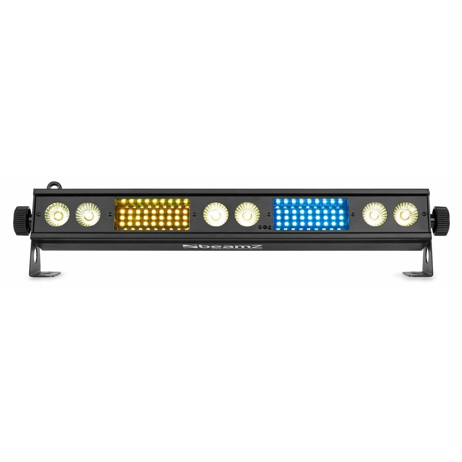 BeamZ LSB340 - Barra LED 2-en-1 con 54 LEDs RGB SMD y 6 LEDs blanco cálido 3W, modo DMX 7/13 canales, control remoto, efectos estrobo, auto, sonido y conexión en cadena máx. 6 unidades