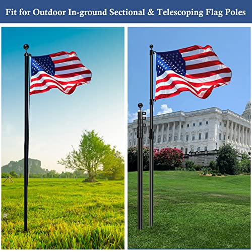 Nq Flagpole Hardware Repair Parts Kit,50 Feet Halyard Rope+3 Inch Black Ball+6 Inch Zinc Alloy Cleat + 4 Metal Swivel Snap Clips + Aluminum Alloy Flagpole Truck With Nylon Pulley For 1.6 Inch-2 Inch Flag Poles thumb #3