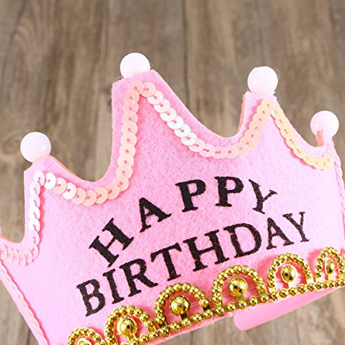 BeSTOYARD boné de festa de aniversário com luzes de LED piscante Happy Birthday Crown Tiaras King Pr