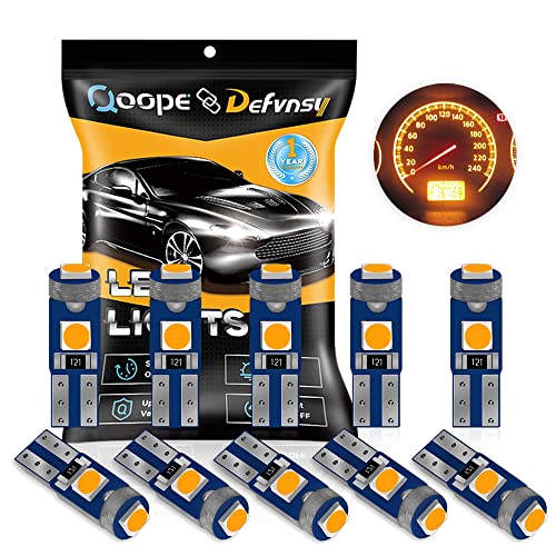 Defvnsy 10PCS Amarillo T5 74 73 2721 W3W W1.2W Bombilla LED de cuña, 3LED SMD3030 Chip 600LM para panel de instrumentos de lectura de instrumentos de tablero de instrumentos de automóvil