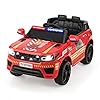 Costzon Ride on Car, 12V Fire Fighter SUV Vehicle w/Remote Control, Siren Flashing Light, Horn Music, Intercom, Spring…