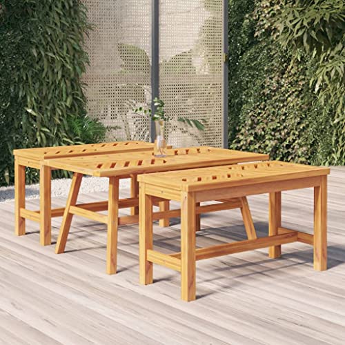 QZZCED Couchtisch 100x50x45 cm Massivholz Akazie, Garten Lounge Tisch Patio Tisch Balkon Esstisch Outdoor Tisch für Gärten, Terrassen, Balkone