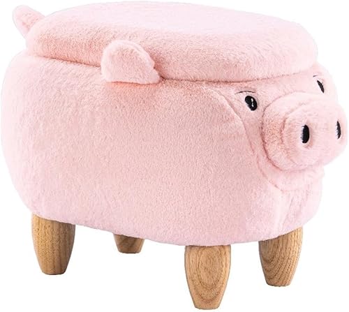 Home 2 Office Taburete otomano de almacenamiento de cerdos para dormitorio, sala de juegos o decoración de guardería, otomana suave en forma de
