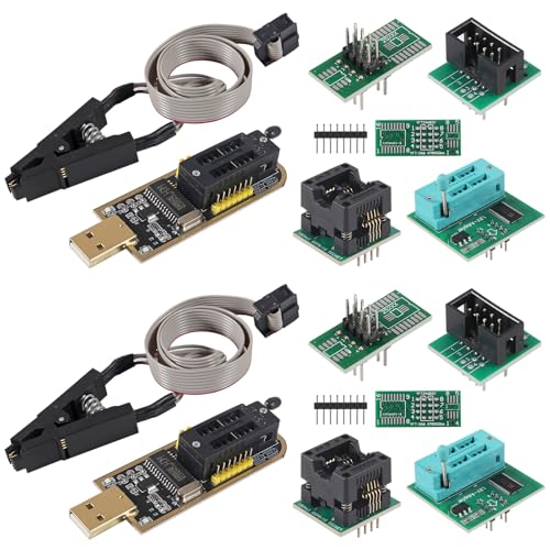 XIITIA 2Sets SOIC8 SOP8 Test Clip for EEPROM 93CXX/25CXX/24CXX + CH341A 24 25 Series for EEPROM Flash BIOS USB +1.8V Adapter + Soic8 Adapter Programmer Module Kit