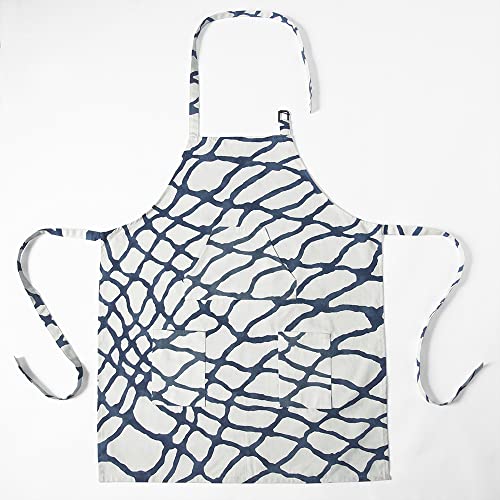 Image of HPD Half Price Drapes Aprons for Men Women with Large Pockets Adjustable Unisex PRTW-D50C-AP Ellis Printed Cotton, 27 X 34 Inch, Ellis Blue