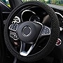 Elastic Stretch Steering Wheel Cover, Universal 15 Inch Automotive Steering Wheel Cover, Microfiber Breathable Ice Silk, Anti-Slip, Odorless, Easy Carry,Warm in Winter and Cool in Summer (Black)