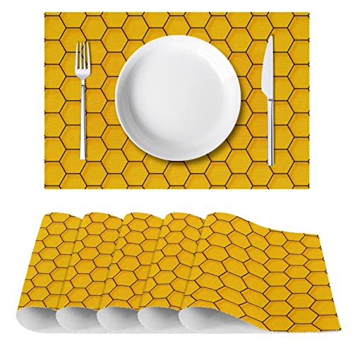 Set de table antidérapant et résistant à la chaleur jaune hexagone x6 - 3