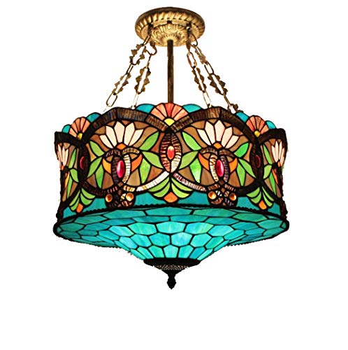 Lustre suspension en verre taché 18 pouces pour illuminer vos dîners en salle à manger YRYRYW
