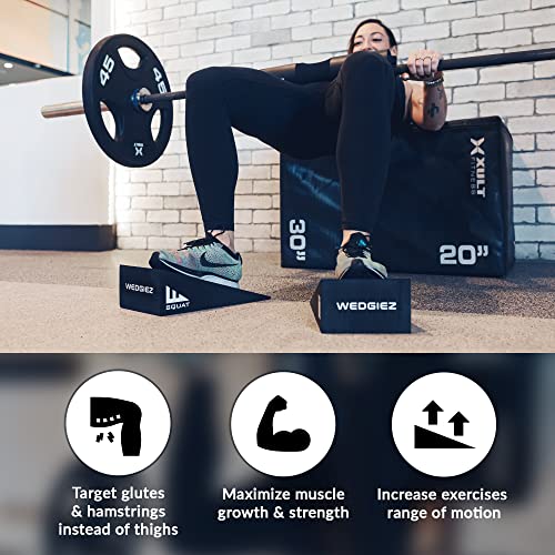 Squat Wedgiez Squat Wedge Pair For Knees Over Toes Training- Anti-Slip Squat Ramps For Lower Body Strength- Slant Board For Squats, Atg Split Squats,Calf Stretching- Squat Wedge Block With Free Video Tutorials #TOP3