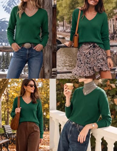 Image of Zeagoo Womens Sweaters Fall Trendy Casual Long Sleeve Shirt Lightweight V Neck Off Shoulder Crochet Pullover Top Outfit