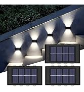 Btag Sun-Powered Outdoor Wall Lights Up and Down 8 LED Outdoor LED Light Powered by Sunlight, Wat...