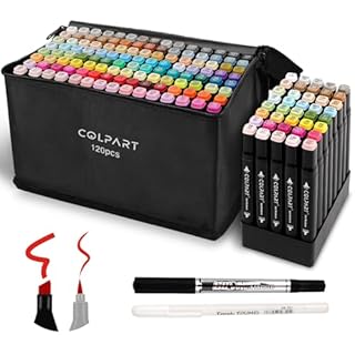 colpart 120 Color Dual Tip Alcohol Markers Pens,Permanent Art Colouring Pens with (Chisel Tip) & (Brush Tip),sketch Marker For Adults Artists &Professional Drawing.