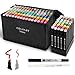 colpart 120 Color Dual Tip Alcohol Markers Pens,Permanent Art Colouring Pens with (Chisel Tip) & (Brush Tip),sketch Marker For Adults Artists &Professional Drawing.