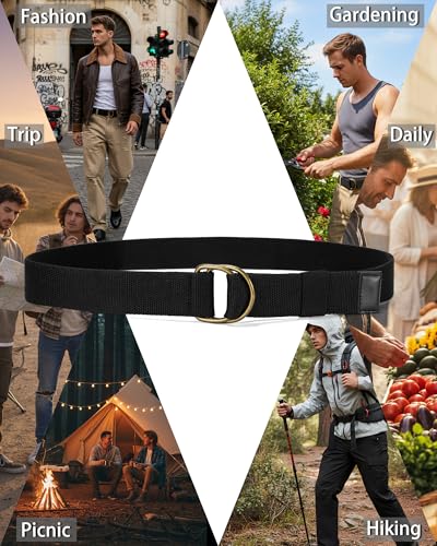 Image of Web Fabric Canvas Belt for Men Women with Double D Ring Buckle 1.5in Wide