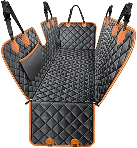 Yagud Dog Car Seat Cover for Back Seat,100% Waterproof Back Seat Cover for Dogs, Scratchproof Car Hammock for Dogs with Mesh Window,Dog Seat Belt,Washable Pet Seat Cover for SUV/Cars/Trucks - Black