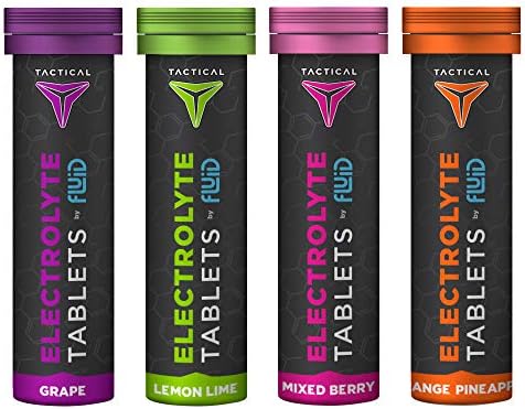 Fluid Tactical- Effervescent Hydration Tablets, Electrolyte Replacement & Dehydration Prevention, 4 Tubes (Variety)