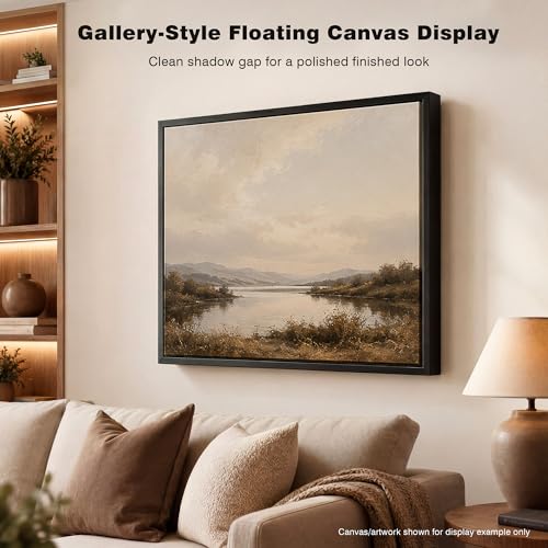 Image of Canvas Floater Frame for Finished Canvas Art, 1.25 inch Deep Floating Shadow Gap Design, Floating Frame for Canvas Art, Modern Gallery Style Wall Decor, Hardware Included (Champagne Gold,18x24)